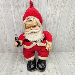 Vintage Rushton Star Band Santa Claus Plush Rubber Face Coca-Cola Bottle 17 Inch